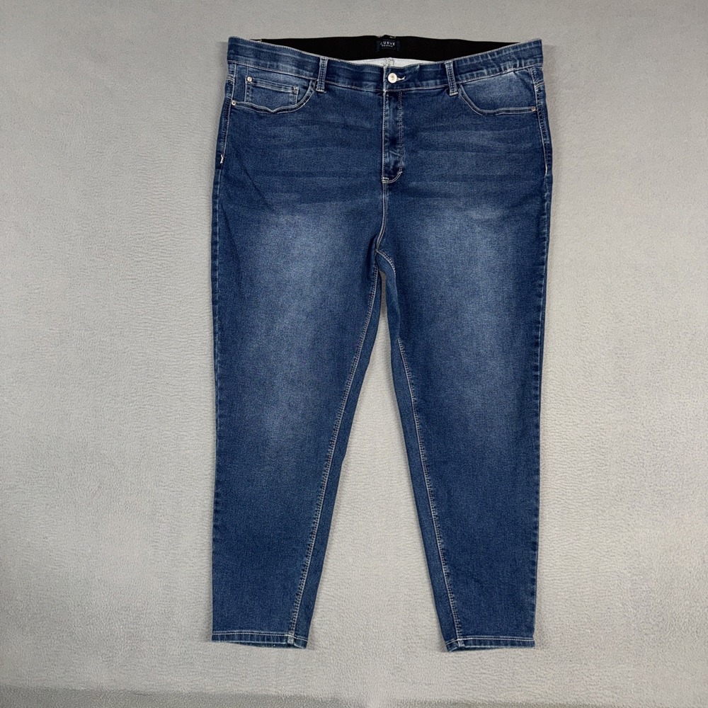 Curve Appeal Jeans Womens 22W Blue Skinny Ankle Stretch Distressed Denim Cotton